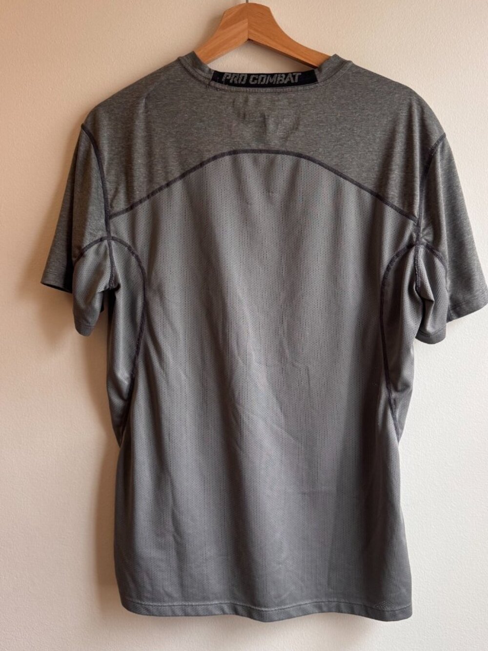 Nike Pro Combat Dri-fit Men's Short Sleeve T-Shirt Crew Neck Gray Size Large L - Picture 8 of 11